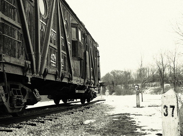 Outside Braced Caboose, Ohio : The Railroad : The Shenandoah Gallery | Kevin Byrne